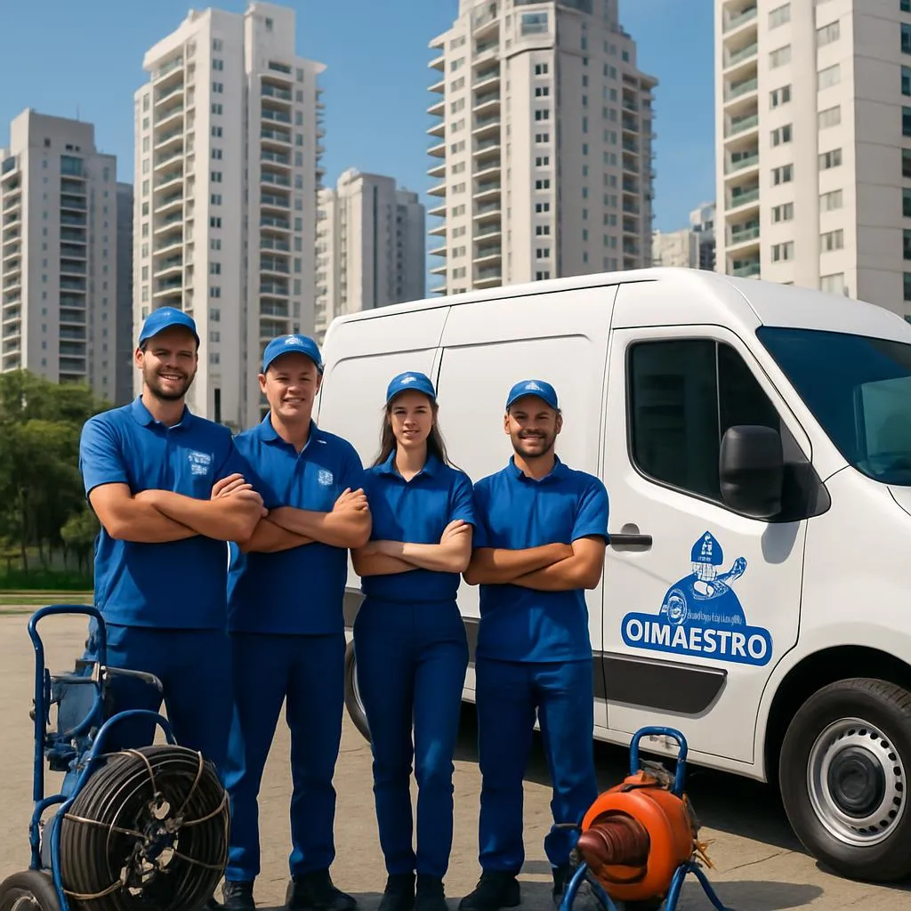 Equipe de atendimento da Desentupidora O Maestro no Morumbi