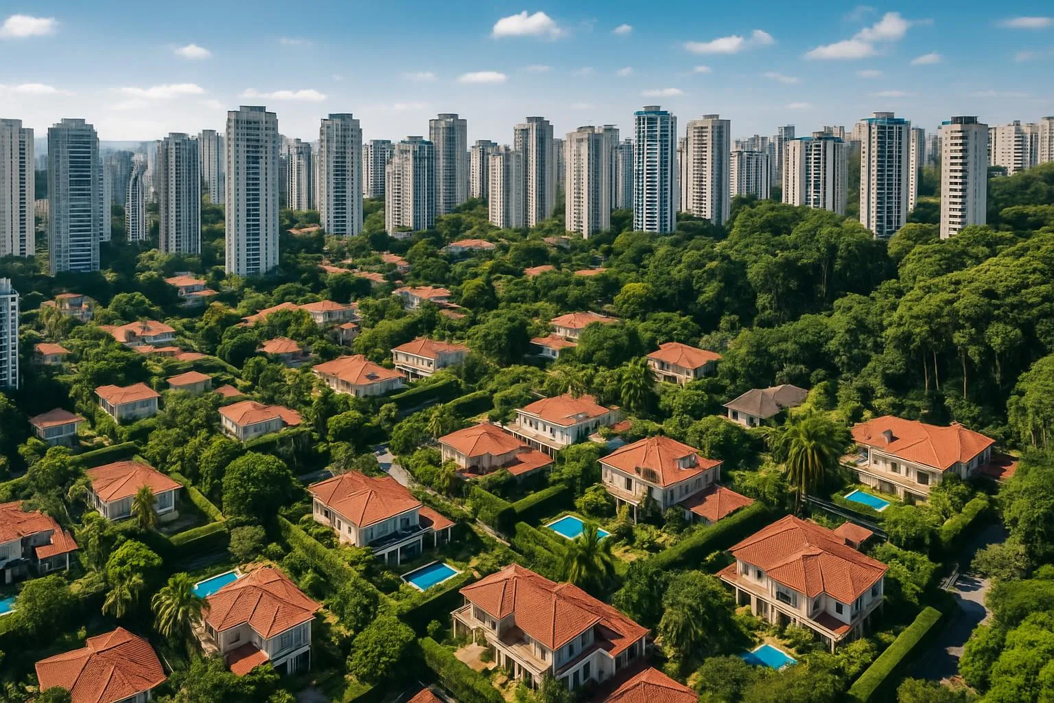 Vista aérea do bairro do Morumbi em São Paulo